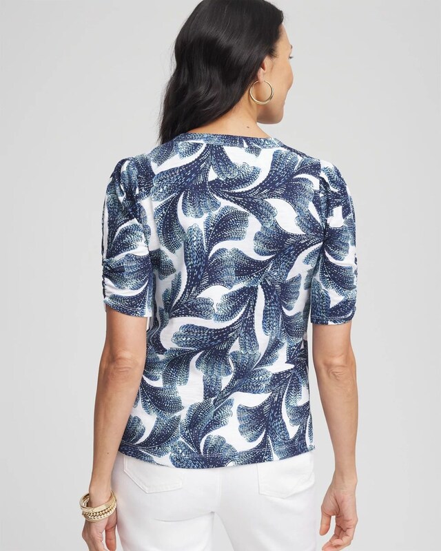 Shirred Sleeve Henley Tee - image 3